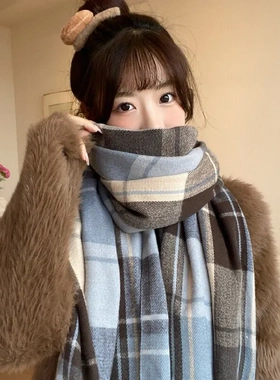仿羊绒格子围巾女高级感