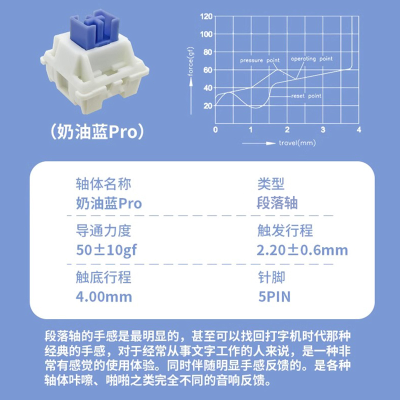 欧特姆outemu高特奶油黄/粉/蓝/绿Pro机械键盘五脚提前大段落轴体 - 图2