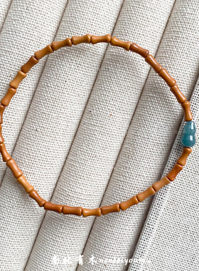 天然橄榄核竹节手链搭配和田玉单圈女款新中式手串复古风送礼物