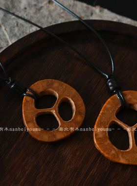 库克随形切片项链黑檀木天然檀木质小众设计文玩简约吊坠男女项链