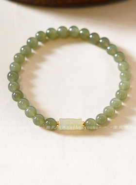 原创设计「竹报平安」天然和田玉竹子手串女单圈新中式国风送礼物