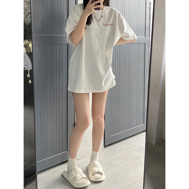 ເສື້ອຍືດແຂນສັ້ນຂອງແມ່ຍິງ Summer Plus Size ສີຂາວ