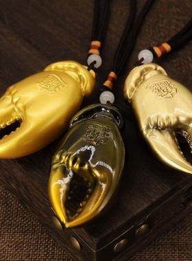 黄铜蟹钳纯铜手把件有钱个性招财手里有钳钳子夹子网红麻将