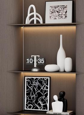 现代侘寂风客厅民宿摆件高级感电视柜酒柜小众壁龛开放格软装饰品