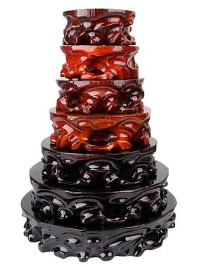 实木质圆形底座工艺品摆件花瓶金蟾龙龟托盘实木托架木座