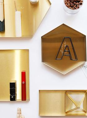 米诺斯堪的纳维亚无障碍豪华几何形状存储托盘金字拉丝不锈钢托盘