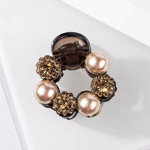 2025新款高级感镶钻雏菊花朵发夹高马尾丸子头后脑勺半扎发抓夹女 - 图3