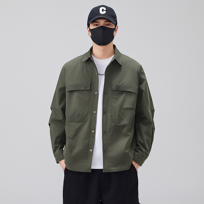 2025春季翻领宽松潮流美式设计青年夹克衫上衣新款衬衫式外套男装,淘宝优惠券,粉丝福利购,淘宝优惠卷