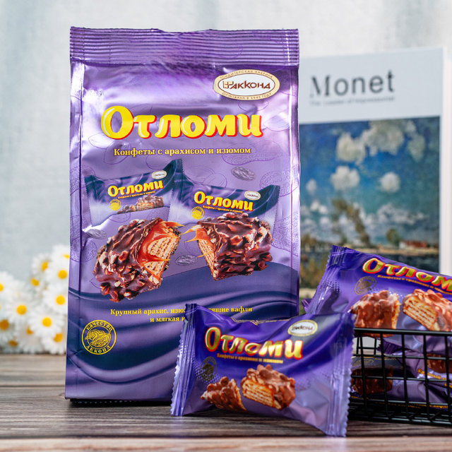 Russian imported chocolate brushed biscuits original Ote caramel sandwich tough wafer casual snacks