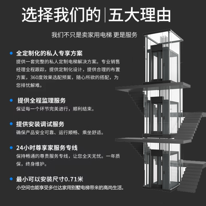 家用电梯二三四层小型室内外复式观光曳引液压楼梯升降机别墅电梯 - 图1