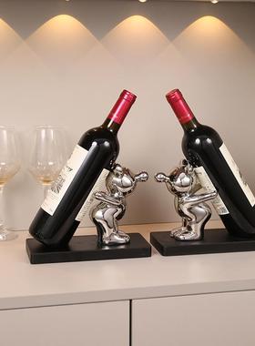 电镀暴力熊红酒架摆件轻奢高档酒柜装饰品家居客厅餐边柜创意酒托