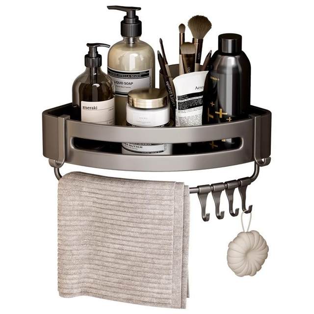 Kitchen triangle storage rack corner wall hanging corner space aluminum hole-free wall seasoning storage rack