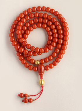 缘之固南红玛瑙黄金足金108手串
