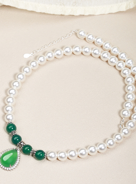 绿色玛瑙珍珠珠子项链