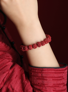 天然原矿朱砂紫金砂手串蜜蜡手链