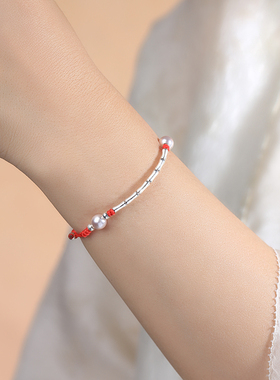 保真纯银上岸幸运红绳手链女生竹节高考手绳编织高级感本命年饰品