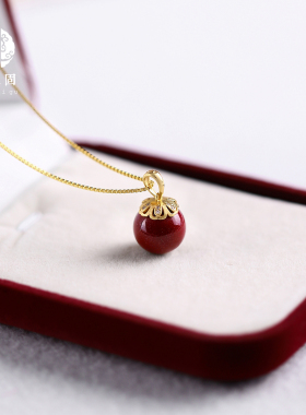 天然紫金砂转运珠挂件925银项链