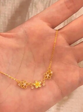 甜美花朵项链女轻奢气质高级感锁骨链颈链小众设计时尚百搭配饰品