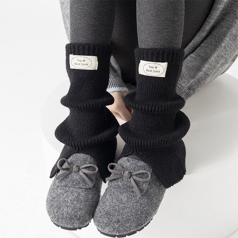 复古咖色袜套女秋冬季加厚针织堆堆袜布标韩系打底腿套长筒小腿袜,淘宝优惠券,粉丝福利购,淘宝优惠卷