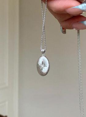 法式八芒星咖啡豆点钻拉丝项链女