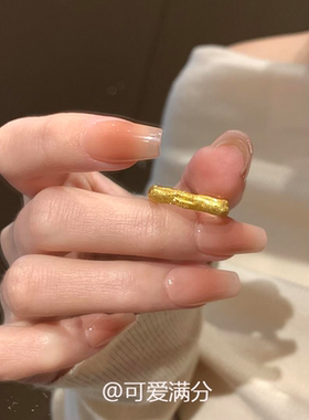 中古金色拉丝素圈戒指女小众设计