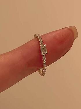 爆闪方糖锆石戒指女小众设计指环