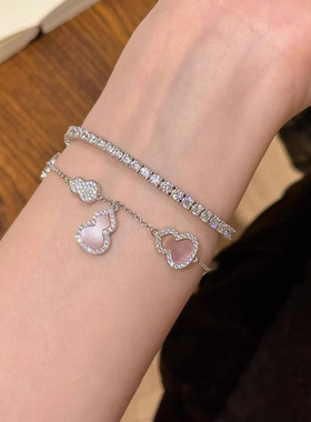 S925银粉色贝母葫芦手链小众轻奢