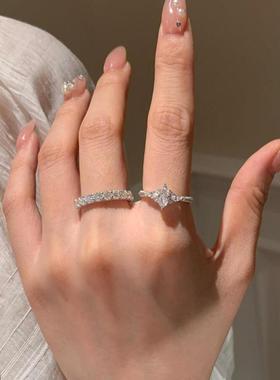 韩系清冷感爆闪鸽子蛋仿锆石戒指