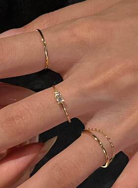 极简金色素圈戒指女小众设计轻奢