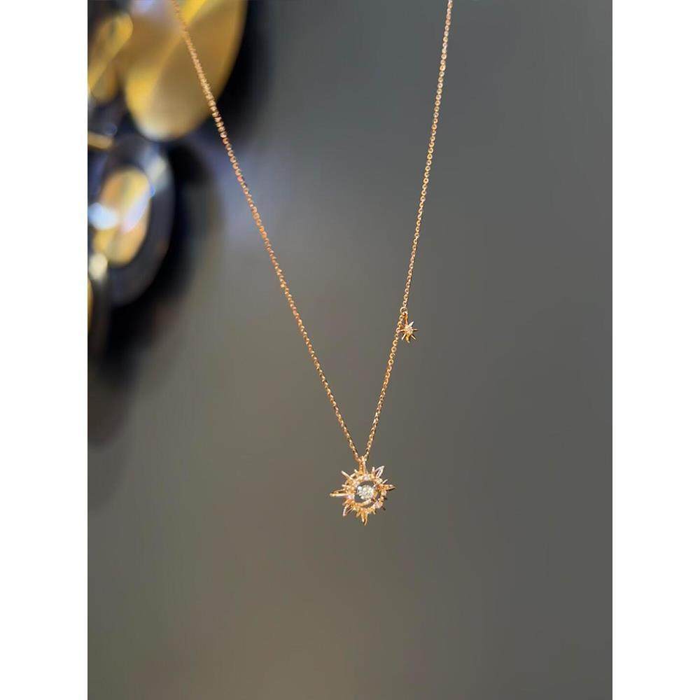 韩式芒星太阳花项链女2025新款爆款轻奢高级感精致小众百搭锁骨链,淘宝优惠券,粉丝福利购,淘宝优惠卷