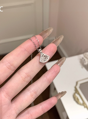 一贝子扇形仿锆石项链女款锁骨链