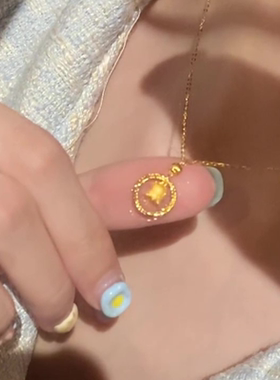 新中式黄金色铃兰花吊坠项链女款