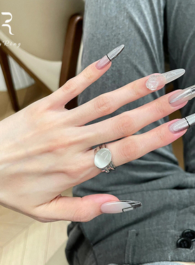 仿猫眼石戒指小众设计轻奢高级感