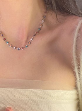 s925纯银多巴胺花朵项链女款甜美