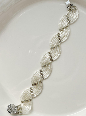 多层拉丝波浪仿猫眼手链轻奢精致