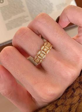 铜钱戒指女开口小众设计复古轻奢