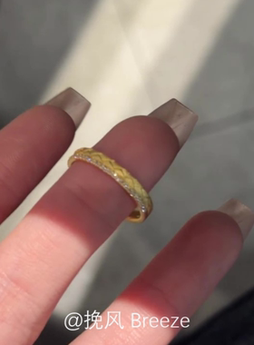 新中式金色拉丝麦穗戒指小众设计