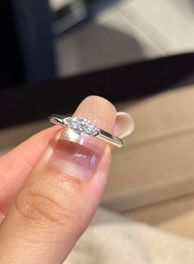 法式爆闪马眼钻戒指女小众清冷感