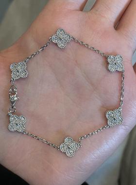 韩系六花夏天叠戴四叶草手链轻奢