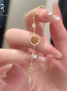 S925纯银八芒星罗盘手链女夏百搭