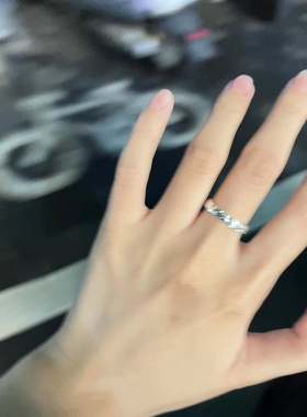 中古仿碎冰冰素圈戒指女小众百搭