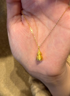 新中式金丝细闪金葫芦吊坠项链女