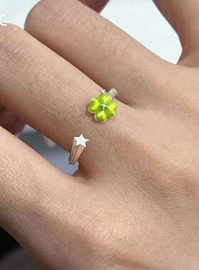 小清新四叶草星星戒指女小众设计