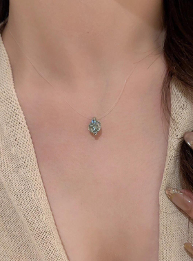 碧波色爆闪莫桑钻透明鱼线项链女