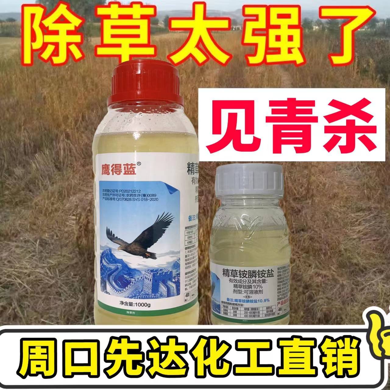 除草剂精草铵磷铵盐草安铵磷草胺膦牛筋小飞蓬农药强力烂根灭草剂-图3