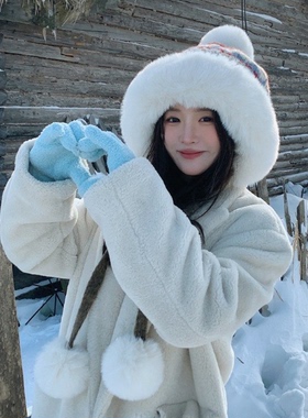 日本精工韩版加绒护耳毛线帽冬季保暖雷锋帽女显脸小毛绒帽潮百搭