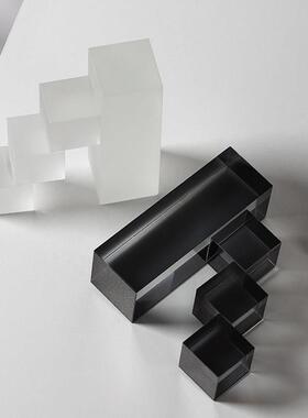 几何拱形蓝琥珀水晶拱形书柜简单梯子茶灰色样板房酒柜桌面装饰品