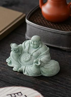 国风青砂禅意元宝弥勒佛桌面茶宠摆件鱼缸造景假山盆栽景观装饰品