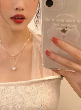 气质名媛~法式珍珠项链女ins潮小众高级设计感轻奢锁骨链百搭颈链