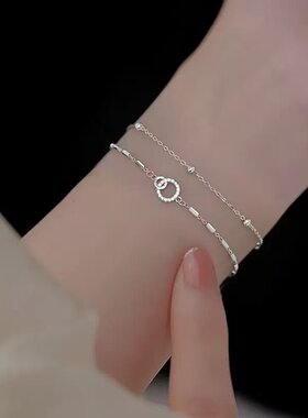莫比乌斯双层圆环手链小众设计个性百搭双环女送闺蜜礼物情侣简约